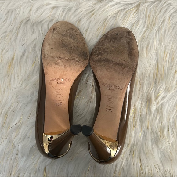 Jimmy Choo Evelyn Brown Peep Toe Heels - Picture 9 of 11